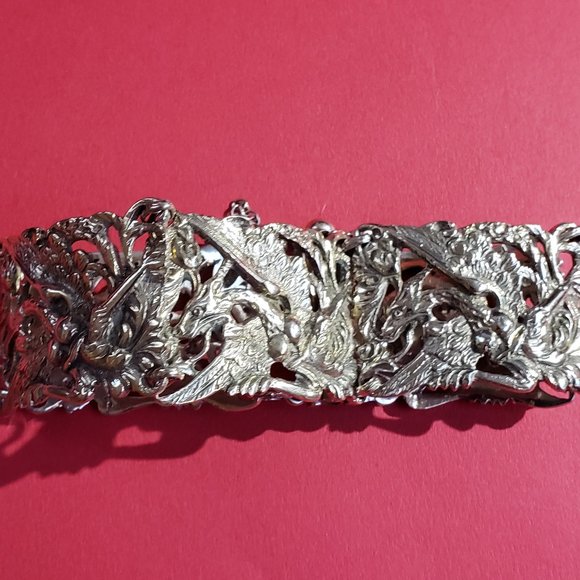 Vintage Antique 925 Dragon Hinged Bracelet - Picture 2 of 7